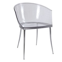 Chair Plastic T/parent leopard spot/Chrome Leg