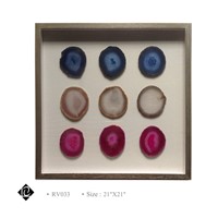 Framed 9 Piece Blue,Natural,Pink Agate