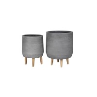 2 Set Rd Tubby Pots Mid Grey- Legs