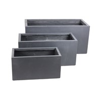 3 Set Rectangle Pots Dark Grey