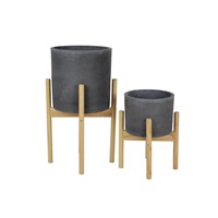 2 Set Round Pots- Dark Grey -Tall Legs